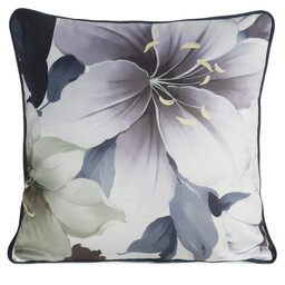 Eurofirany Poszewka dekoracyjna 45x45 Sofia biała fioletowa kwiaty