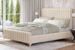Łóżko tapicerowane BELANIA (SF1023) Glamour 140x200 Welur Beżowy