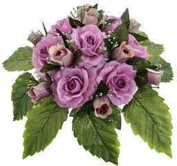 KOMPOZYCJA NAGROBNA SZTUCZNE KWIATY RÓŻE LIŚCIE DEKORACJE