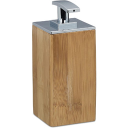Relaxdays Dozownik mydła bambus wielokrotnego napełniania kwadratowy wys.