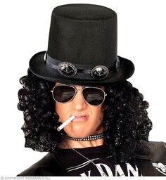 Cylinder gwiazdy rocka, czarny