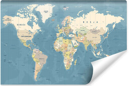 Muralo Fototapeta Polityczna Mapa Świata 208x146cm
