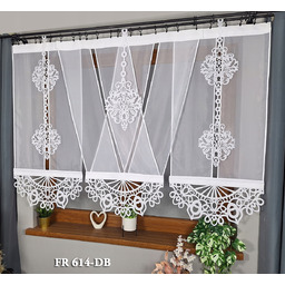 Gotowe firanki panele z dekorami i ażurem zestaw