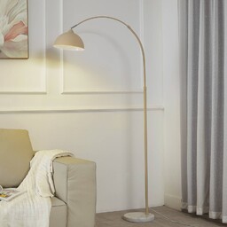 Lampa podłogowa Lindby Tonka, beżowy, metal/marmur, 180 cm,