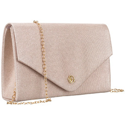 Elegancka, brokatowa kopertówka damska wykonana z tkaniny syntetycznej