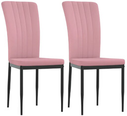 Elior Komplet 2 różowych krzeseł z welurową tapicerką