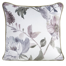 Eurofirany Poszewka dekoracyjna 45x45 Rosalia biała zielona kwiaty
