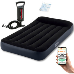 MATERAC INTEX WELUROWY DMUCHANY JEDNOOSOBOWY + POMPKA INTEX