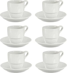Zestaw 6 filiżanek do kawy białej porcelany