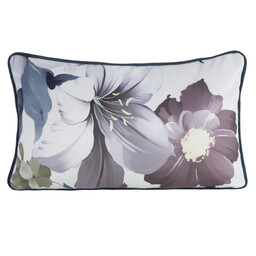 Eurofirany Poduszka dekoracyjna 45x30 Sofia biała fioletowa kwiaty