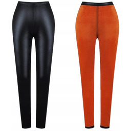 LEGGINSY DAMSKIE OCIEPLANE TERMICZNE IMITACJA SKÓRY WYSOKI STAN