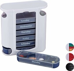 Relaxdays Pojemnik na tabletki 7 dni, tygodniowe pudełko