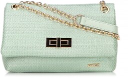 Damska crossbody z plecionki na łańcuszku zielona