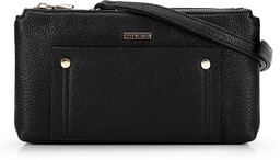 Damska crossbody dwukomorowa z kieszonką czarno - złota