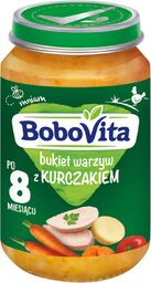 BoboVita Obiadek, bukiet warzyw z kurczakiem, po 8