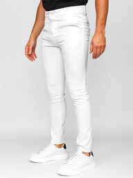 Białe spodnie materiałowe chinosy męskie Denley 0055