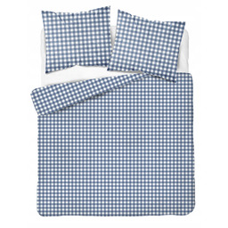 Pościel Satyna Bawełniana 220x200 Detexpol Satynowa Niebieska Krata