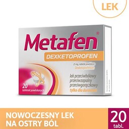 Metafen Dexketoprofen 25mg, 20tabl.- Na silne bóle stawowe