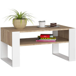 Edinos Minimalistyczna Ława Z Półką Dąb Sonoma+Biały T3-F56