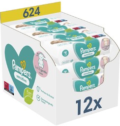 Pampers Sensitive Chusteczki nawilżane, 12x52szt.