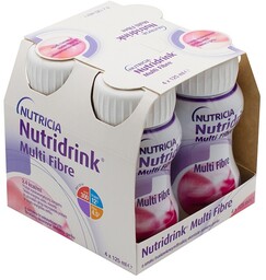 Nutridrink Multi Fibre o smaku truskawkowym, 4 x