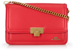 Skórzana crossbody z odpinanym łańcuszkiem czerwona