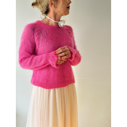 Sweter moher wełna ręcznie robiony kolor candy pink