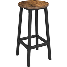 Edinos Drewniany rustykalny taboret na czarnym stelażu T6-M59