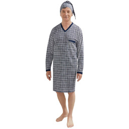 Koszula Nocna Męska 4Xl Długi Rękaw Bawełniana