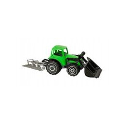 Traktor Z Ładowaczem I Pługiem 52CM Zielony