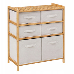 Komoda Bambusowa z półkami Materiałowe Kosze regał