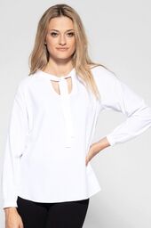 BLUZKA ELECTRA - BIAŁA ŻAKARDOWA BLUZKA Z WISKOZY