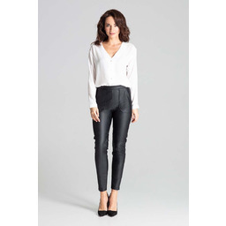 Czarne Dopasowane Spodnie Skórzane na Gumie