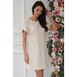 Sukienka trapezowa z krótkim rękawem beż Ember