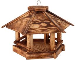 ČistéDřevo Karmnik dla ptaków opalany sześciokąt