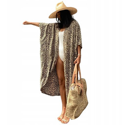 Narzutka plażowa panterka pareo sukienka tunika kimono boho