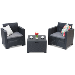 Zestaw technorattanowy Nebraska Terrace Box 2 antracytowy ze