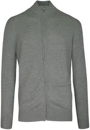 Sweter Szary ze Stójką, Zapinany na Zamek, Ściągacze,