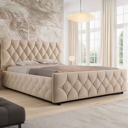 Łóżko tapicerowane z pojemnikiem SFG0172 160x200 Welur Beż