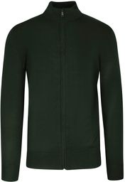 Sweter Zielony, Khaki, ze Stójką, Zapinany na Zamek,