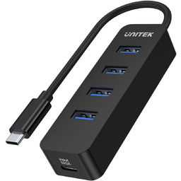 Unitek Hub USB-C, 4 porty USB 3.0, aktywny,