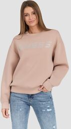 GUESS Beżowa damska bluza z cyrkoniami Cecilia