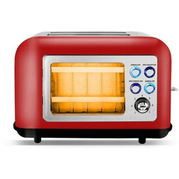 Toster retro z okienkiem TOASTEO GLASS RED