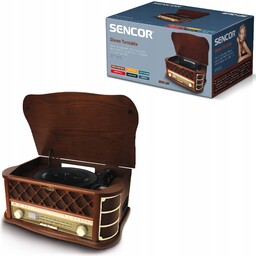 Retro gramofon z odtwarzaczem CD stereo z radiem