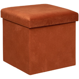 Pufa ze schowkiem Lilou składana aksamitna pomarańczowa