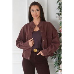 Kurtka jeansowa oversize na napy burgund Tiso