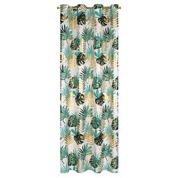 Eurofirany Zasłona 140x250 Malta zielona złota liście gotowa