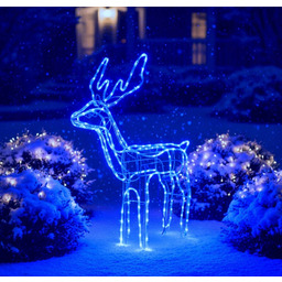 Bożonarodzeniowy Renifer Led z Poruszającą Głową Niebieski Migający