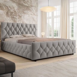 Łóżko tapicerowane z pojemnikiem SFG0172P 180x200 Welur Szary