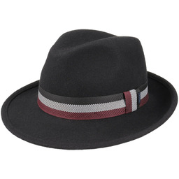 Kapelusz Fedora Tricolour Ribbon by Lipodo, czarny, 59